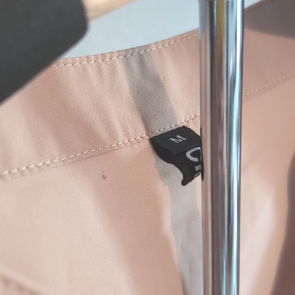 Neutral V-Neck Button Down Blouse | Dressy Casual Short Sleeve Top - Picture 7 of 10